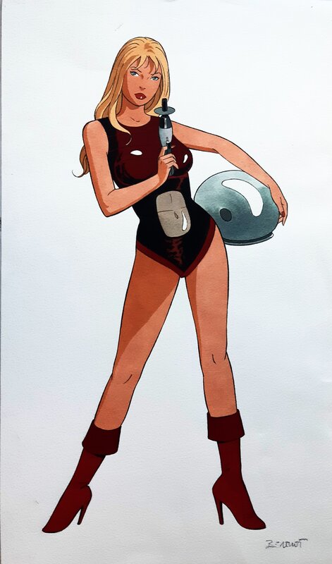 Philippe Berthet, Hommage à Brigitte Bardot et Barbarella - Original Illustration