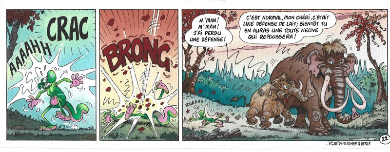Yves Chagnaud, Roger Widenlocher, Herlé, Strip 22 de Nabuchodinosaure (Mise en couleur) - Original art
