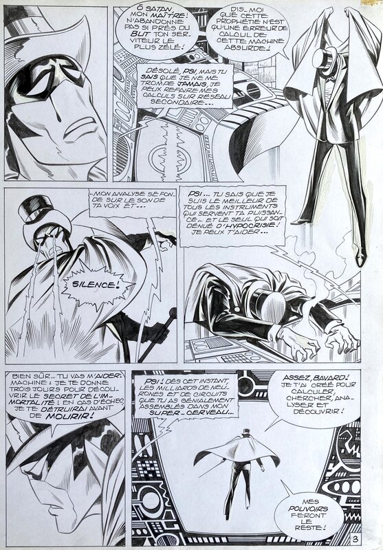 Jean-Yves Mitton, Mikros - Le Maître du PSI - Titans no 53 - planche originale n°3 - comic art - Planche originale