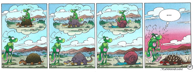 Yves Chagnaud, Roger Widenlocher, Herlé, Strip 37 de Nabuchodinosaure (Mise en couleur) - Original art