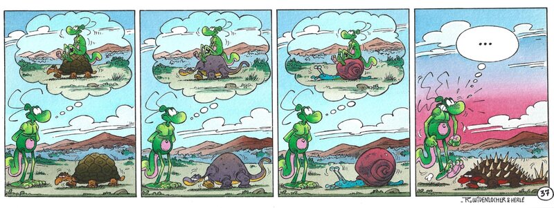 Yves Chagnaud, Roger Widenlocher, Herlé, Strip 37 de Nabuchodinosaure (Mise en couleur) - Œuvre originale