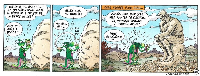 Yves Chagnaud, Roger Widenlocher, Herlé, Strip 43 de Nabuchodinosaure (Mise en couleur) - Original art