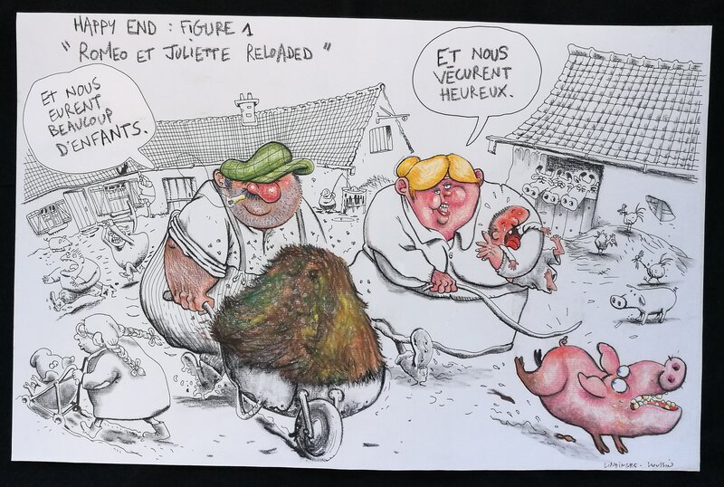 En vente - Laurent Houssin, Roméo and Juliette reloaded - Illustration originale