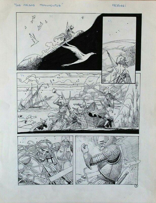 Rubén Meriggi - Los falsos monumentos, pg 07 - Planche originale