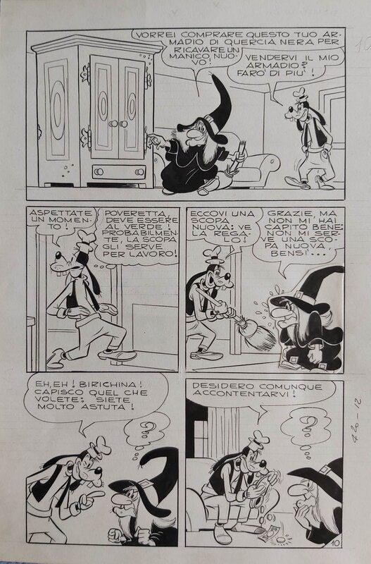 G.b. Carpi, Pippo e la fattucchiera appiedata, 1963 - Planche originale