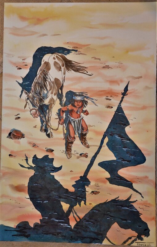 Illustration tiburce oger pour Indians - Planche originale