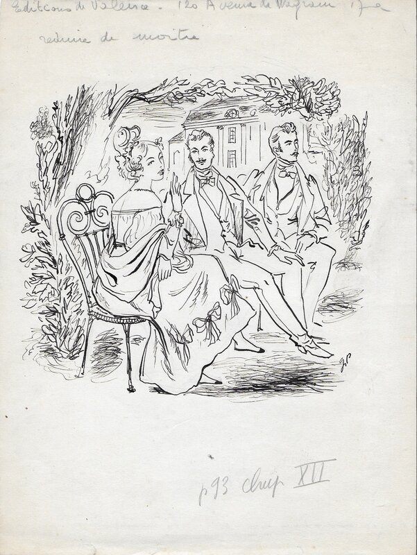 Georges Pichard, Stendhal, Le rouge et le noir Mathilde p 93 - Original Illustration