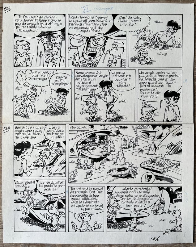En vente - Gos, Planche Originale SCRAMEUSTACHE noté PAGE 22 - Planche originale
