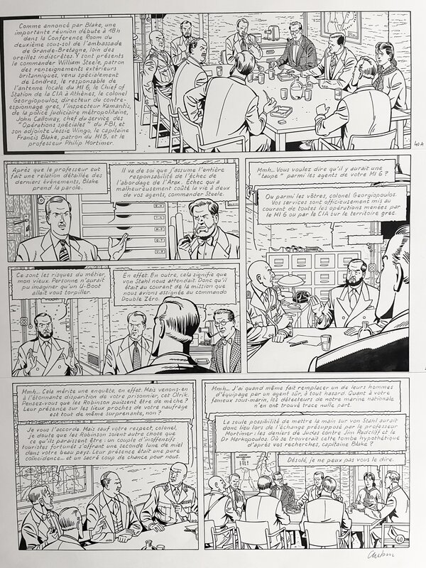 Antoine Aubin, Etienne Schréder, Jean Van Hamme, Blake et Mortimer la malédiction des trente deniers Tome 2 - Planche originale