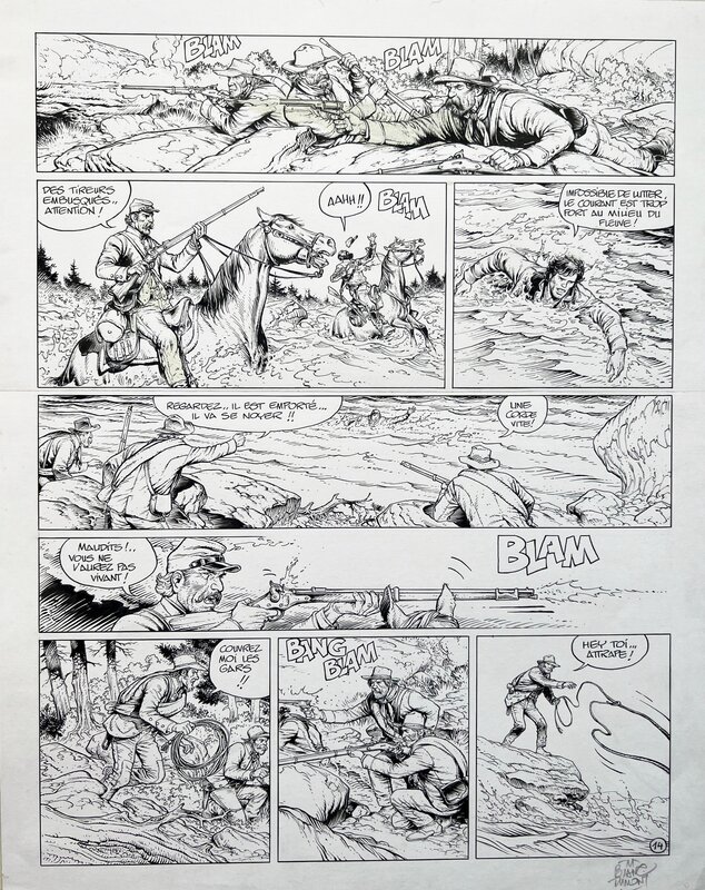 Michel Blanc-Dumont, François Corteggiani, La Jeunesse de Blueberry (Gettysburg - planche 14) - Planche originale