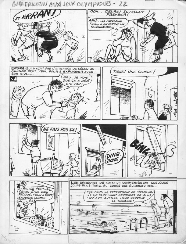 Pierre Lacroix, Bibi Fricotin aux Jeux Olympiques (planche 22) - Planche originale