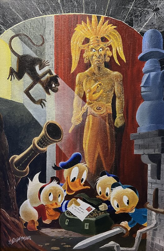Bas Heymans, Donald Duck - The Gilded man - origineel schilderij - Illustration originale