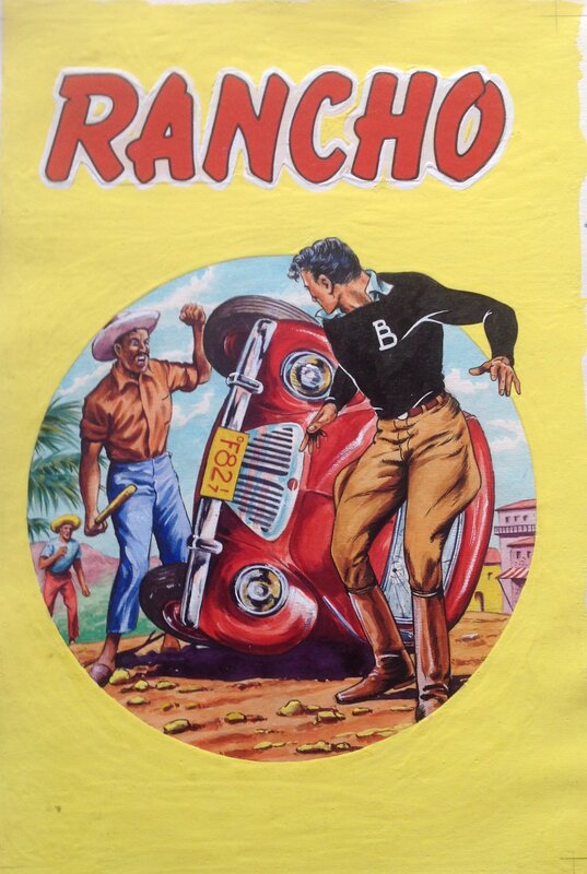 For sale - Atelier Chott, Francis M. Péguet, Chott, Atelier Chott RANCHO 23 Special Couverture Originale Planche Couleur directe Black Boy (Fantax) Péguet , Petit Format Chott 1960 - Original Cover