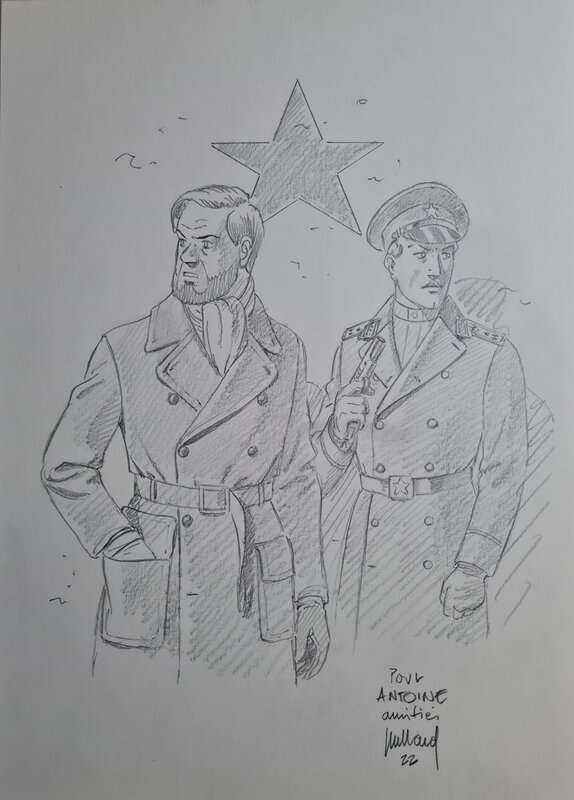 André Juillard, Blake & Mortimer, crayonné - Illustration originale