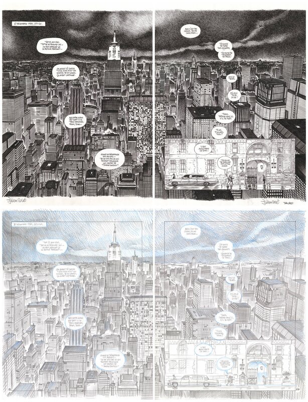 En vente - Julien/CDM, Retour à Liverpool - Superbe Dyptique urbain + crayonnés - Planche originale