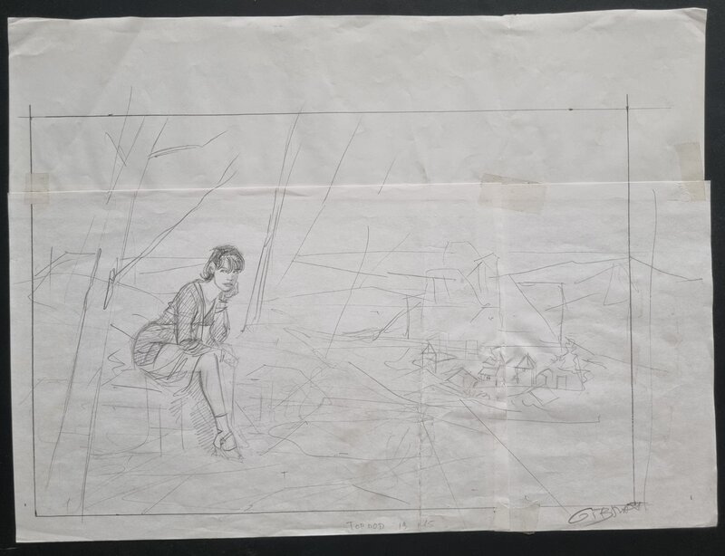 Jean-Pierre Gibrat, Le sursis - crayonné préparatoire pour un projet - Œuvre originale