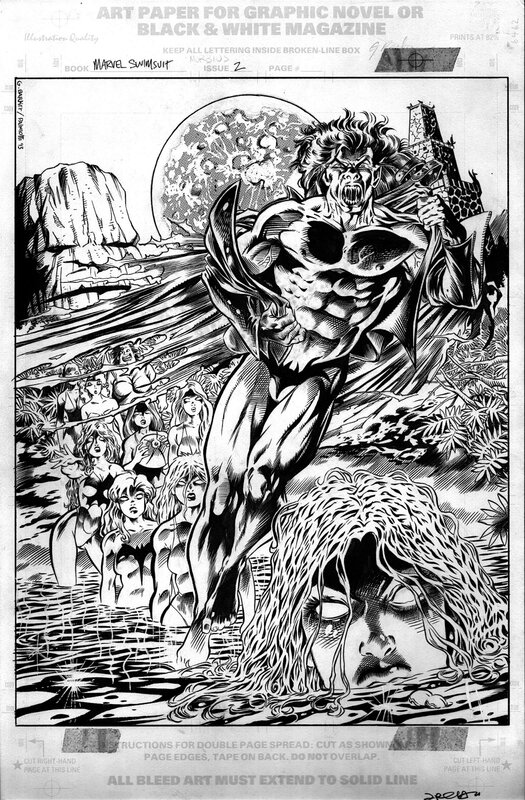 Gary Barker, Jimmy Palmiotti, Marvel Swimsuit Special #2 P17 : Morbius - Illustration originale