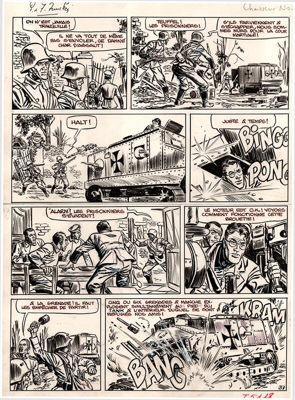 Fred & Liliane Funcken, Doc Silver Planche 37 Le chasseur noir - Planche originale