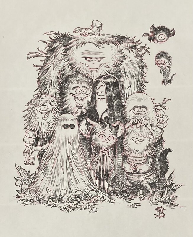 Famille Addams par Stan - Illustration originale