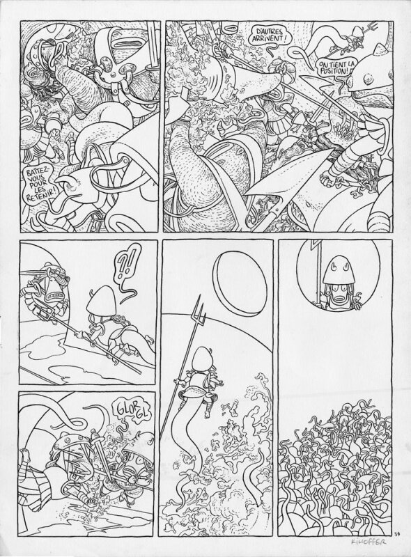 Killoffer, Joann Sfar, Lewis Trondheim, Donjon Monsters 9 - Les profondeurs - Planche originale