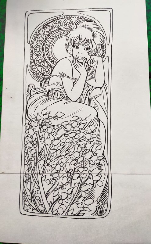 François Walthéry, Natacha: Hommage à Mucha 2 - Original Illustration
