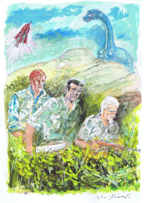 Dino Attanasio, Bob Morane originele tekening in kleur - Comic Strip