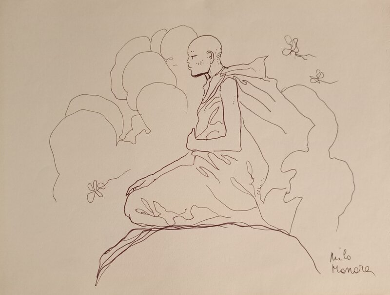 Moine tibétain by Milo Manara - Original Illustration