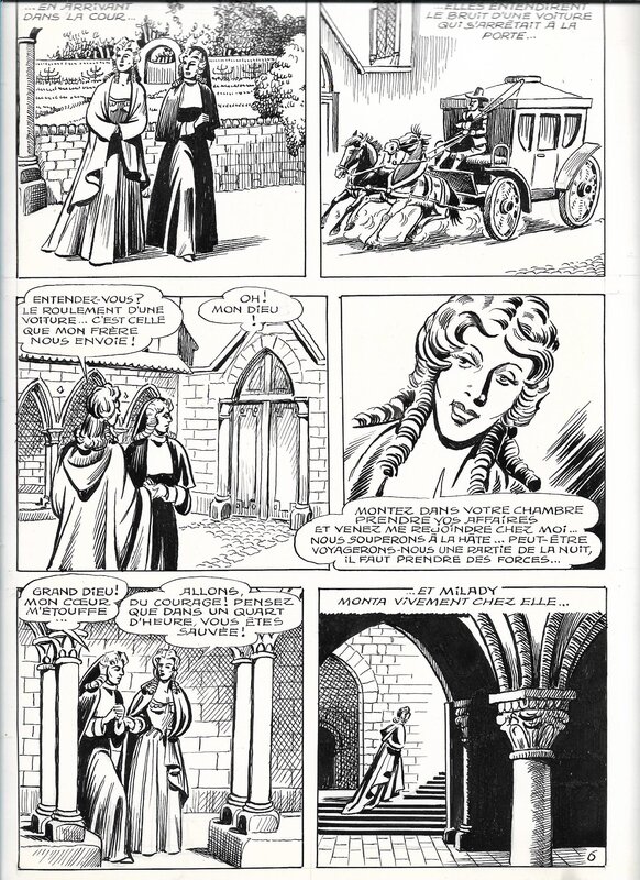 Eugène Gire, Les Trois mousquetaires, planche 6 - parution dans Brik n°105 - Planche originale