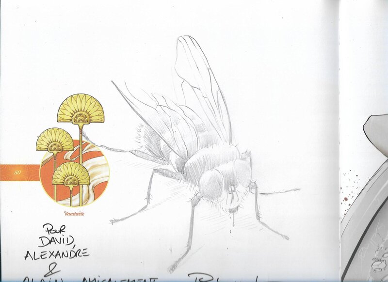 Philippe Vandaële, Grosse mouche, dédicace sur le tome 21 des Filles de Soleil - Sketch