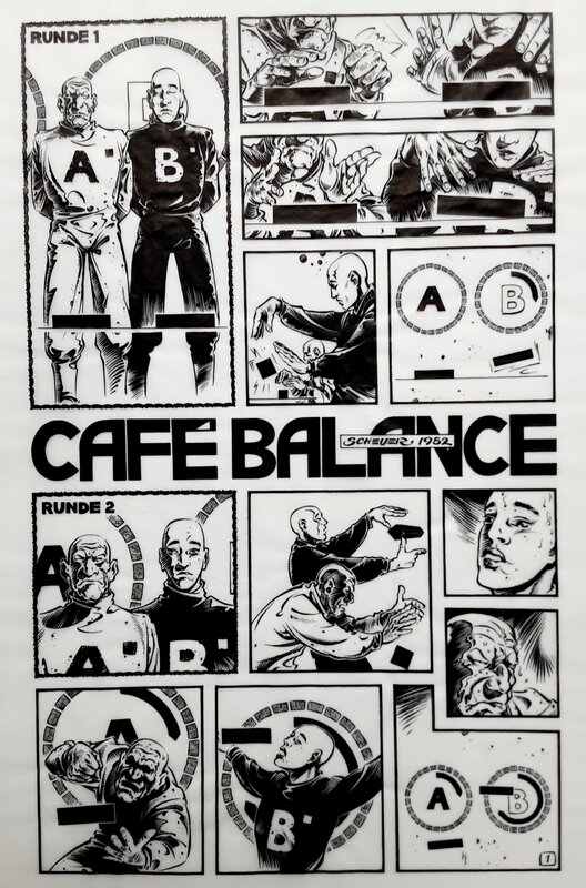 Chris Scheuer, Hommage à Moebius - Café Balance (planches 1) - Planche originale
