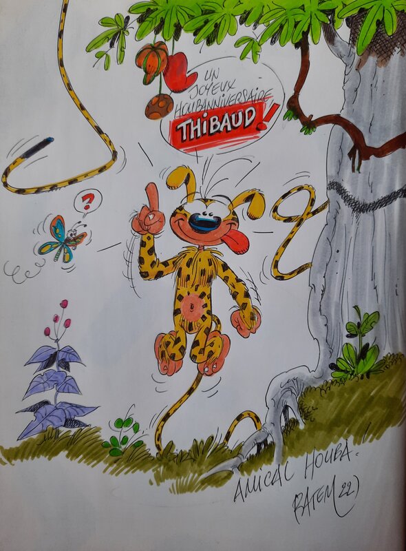 Un sublime Marsupilami par Batem avec décors - Sketch