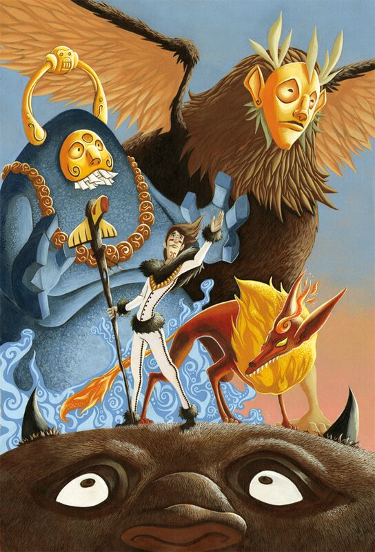 En vente - Rudy Lespinet, Illustration originale Le sorcier des éléments - Illustration originale