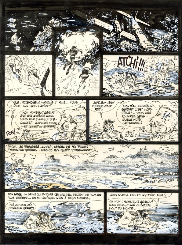 Yann, Didier Conrad, L'archipel des temps oubliés (parodie de Natacha) - Planches 2 à 6 - Planche originale