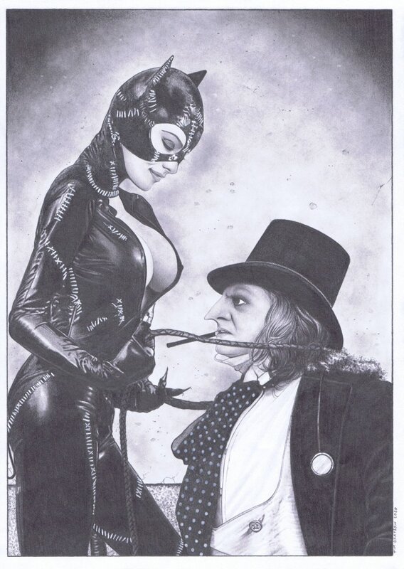 Tim Grayson, Catwoman et le Pingouin - Illustration originale