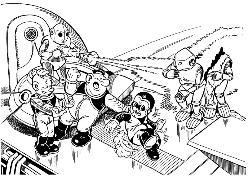 Wojtek Olszówka, Janusz Christa, Kajtek et Koko dans l'espace - Original Illustration