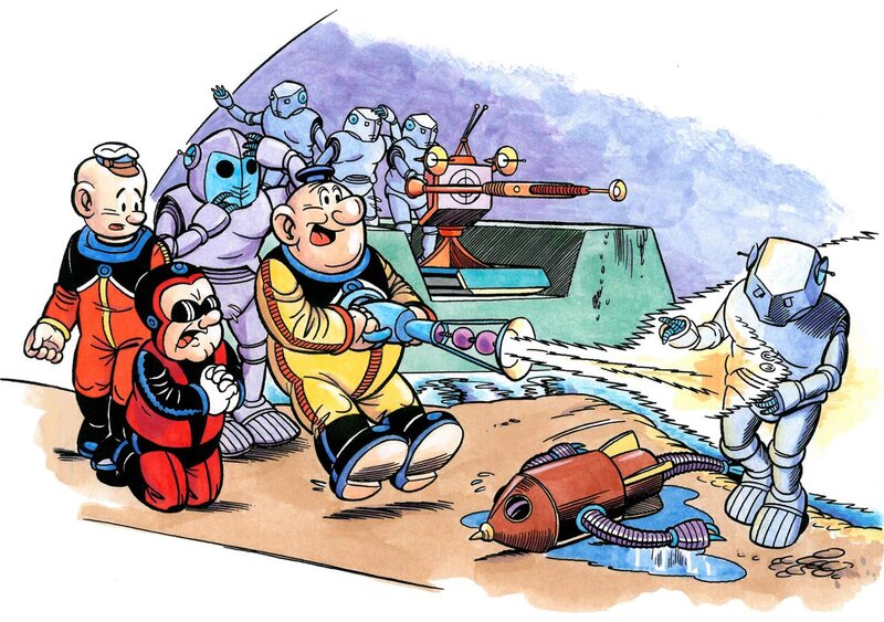 Wojtek Olszówka, Janusz Christa, Kajtek et Koko dans l'espace - Original Illustration