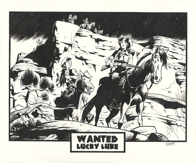 For sale - Lucky Luke Wanted by Matthieu Bonhomme - Original Illustration