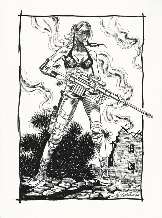 Lady Punisher by Walter Venturi - Original Illustration