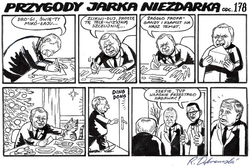 Ryszard Dąbrowski, Les aventures de Jarek le maladroit (Jaroslaw Kaczynski) - Planche originale