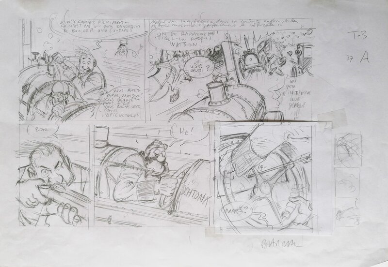 Nicolas Barral, Pierre Veys, Sherlock Holmes et les Hommes du Camellia - Crayonné planche 37A - Original art