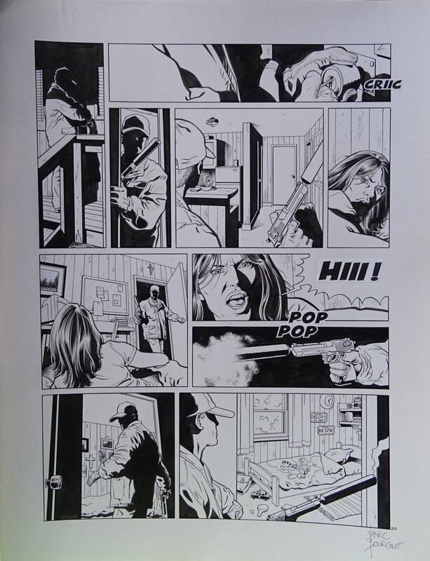 For sale - Marc Bourgne, Planche originale 20 en noir et blanc, Franck Lincoln Tome 4 - Comic Strip