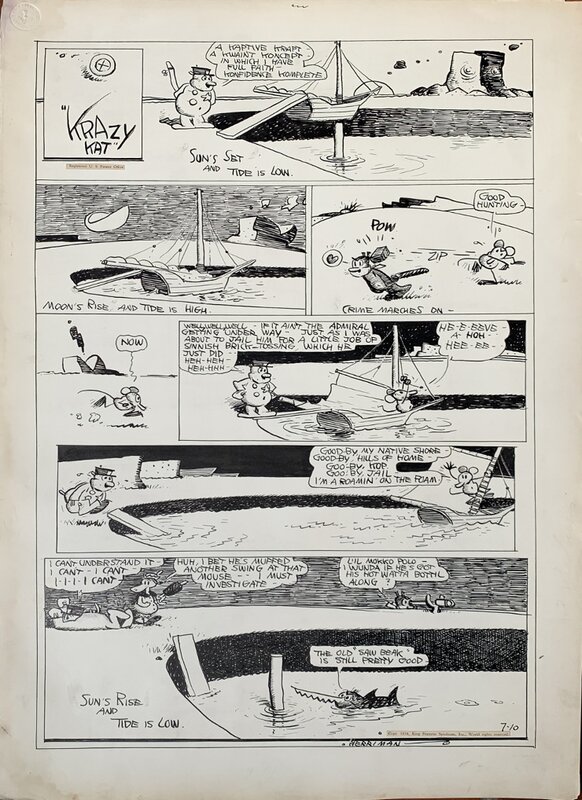 Krazy Kat Sunday 1938 by Herriman - Planche originale