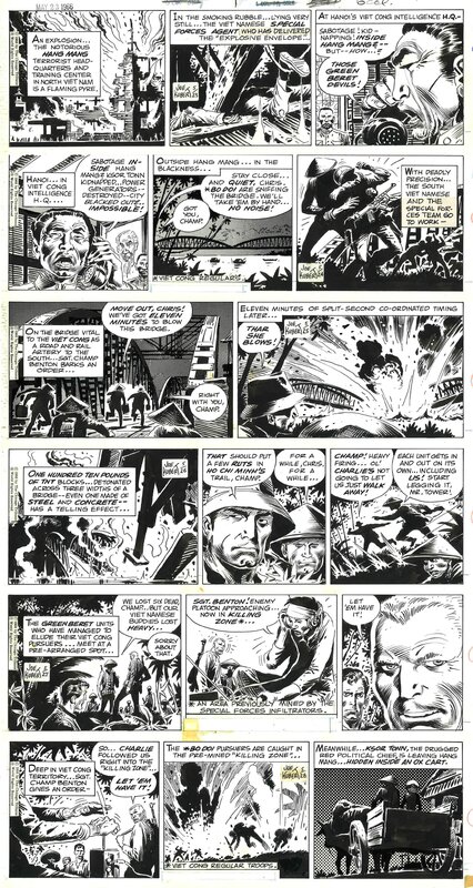 Joe Kubert, Tales of the Green Berets . Strips du 23 mai 1966 au 28 mai 1966 . - Comic Strip