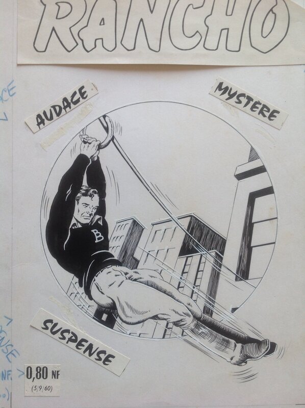 En vente - Atelier Chott, Rémy Bordelet, Chott, Atelier Chott RANCHO 26 Special Couverture Originale Planche N&B Black Boy (Fantax) Rémy Bordelet , Petit Format Chott 1960 - Couverture originale