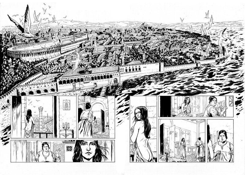 For sale - Dan Ianos, La Croix sanglante T2 double planche 24-25 - Comic Strip