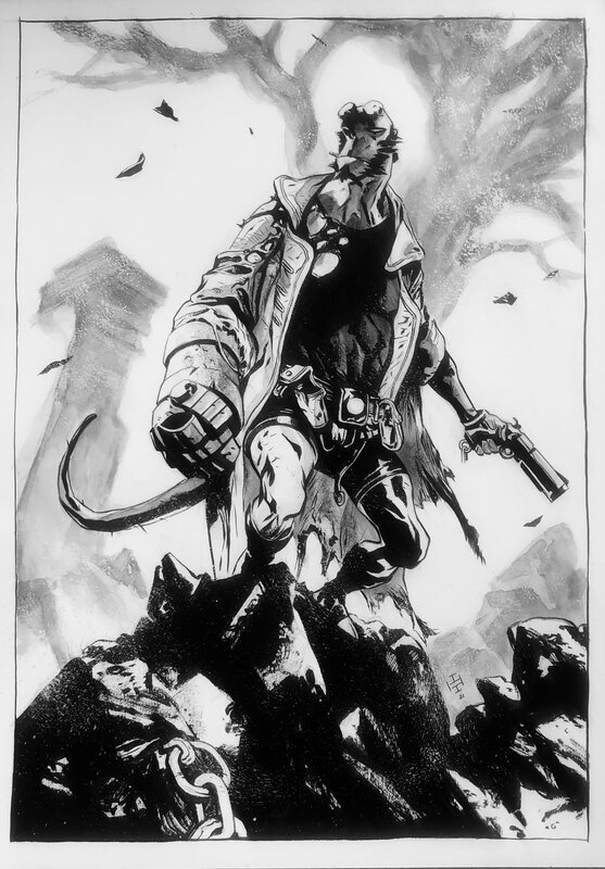 Max Fiumara Hellboy - Illustration originale