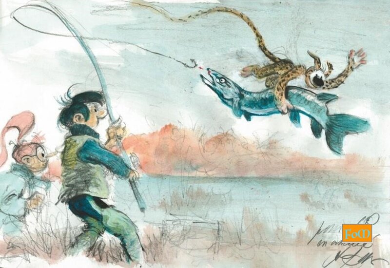 René Follet, Gaston & Marsupilami - Original Illustration