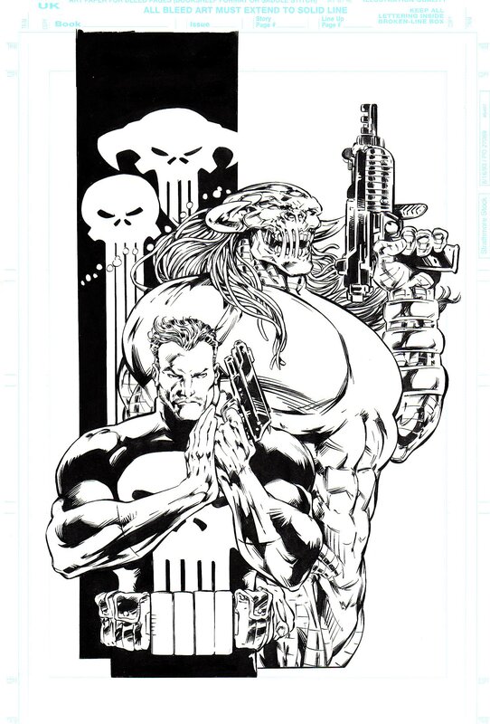 Bryan Hitch, Punisher-Death's HEAD unpublished cover - Original Cover