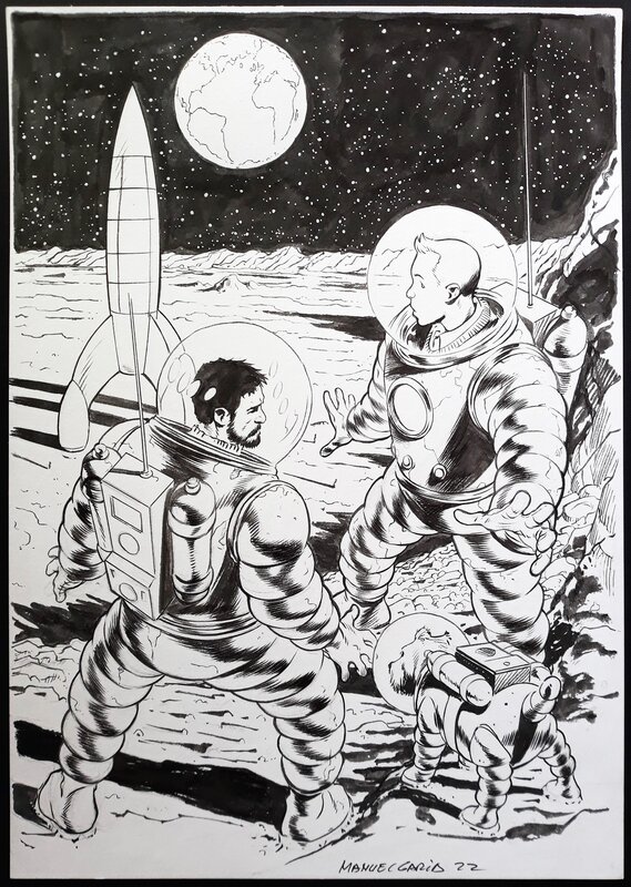 Manuel Garcia, Hergé, Tintin et Haddock (Commission) - Illustration originale