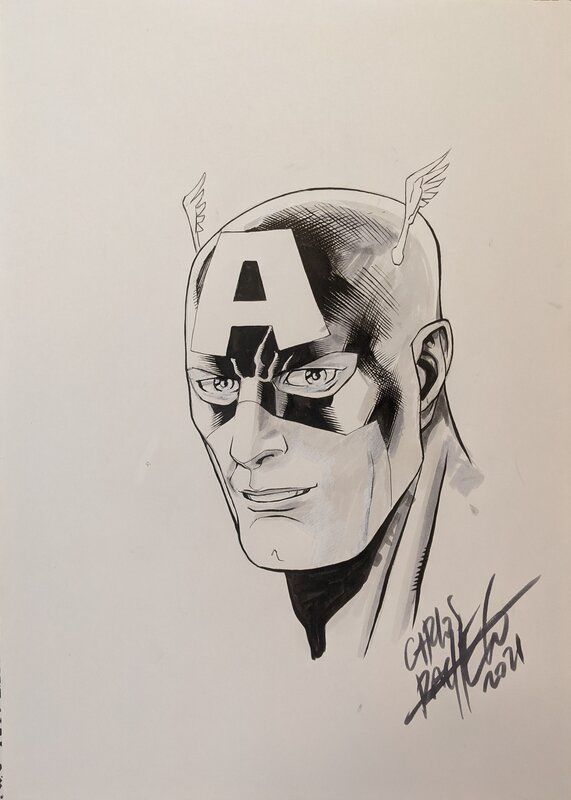 Portrait of Captain America by Carlos Pacheco - Original art